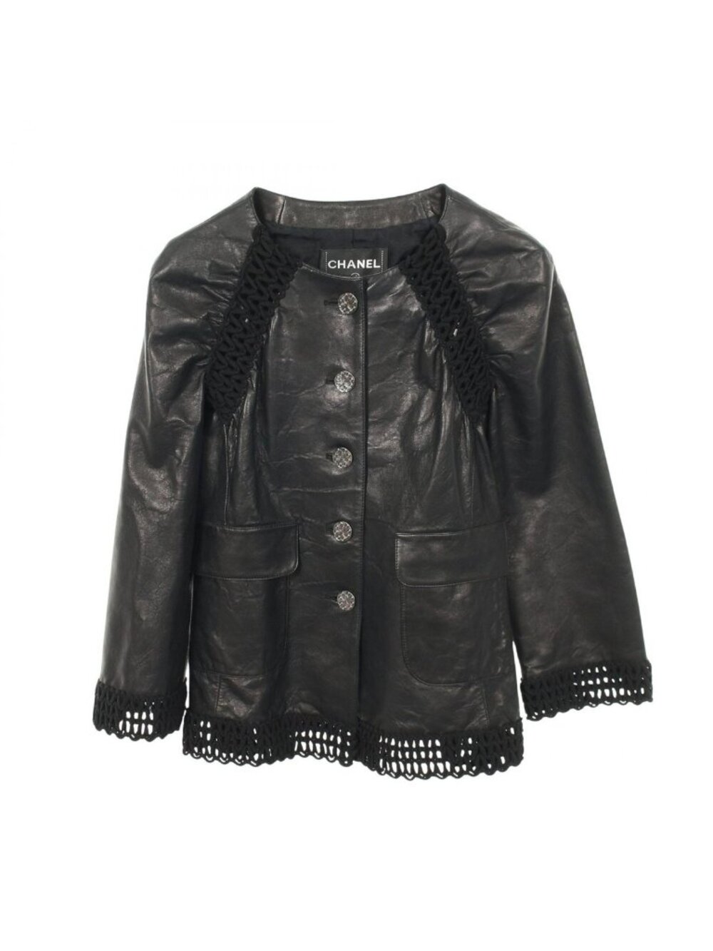 Chanel Leather Jacket Open Work Border